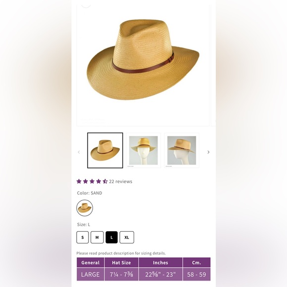 Stetson Limestone Toyo Straw Outback Hat Men’s Large Sand - Picture 16 of 16